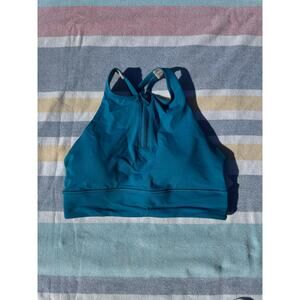 NWT, Lululemon Energy High Neck Zip Bra Sz 8 Blue B-D Cup Supportive Sports Bra